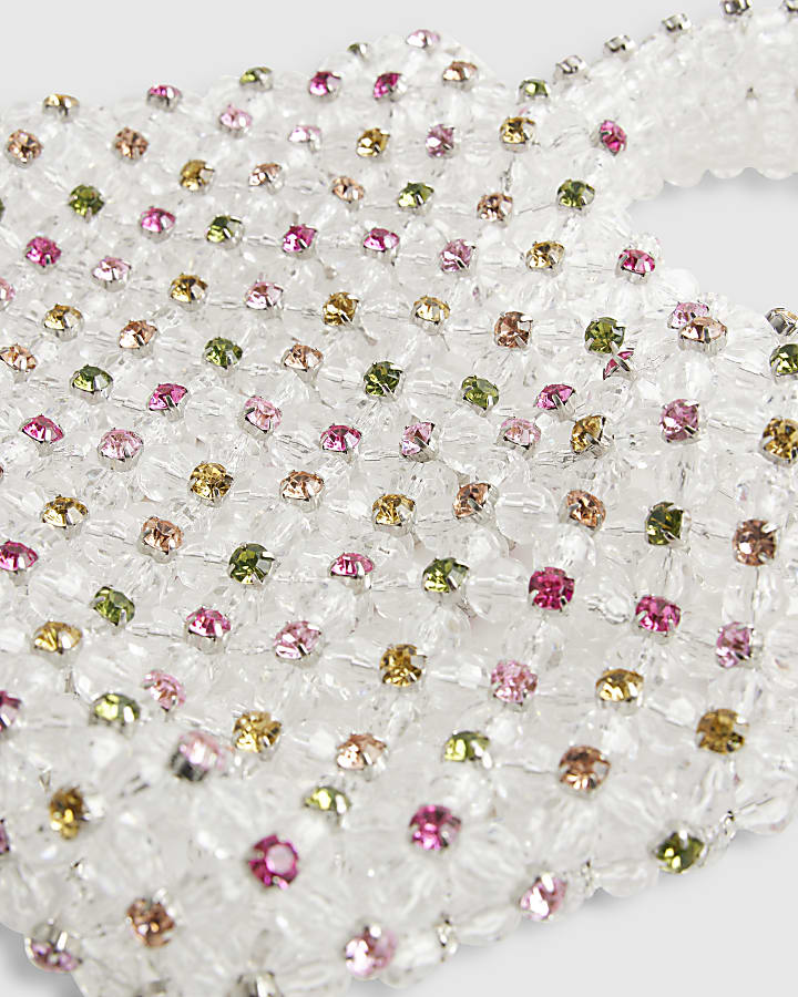 Multi Colour Diamante Beaded Clutch Bag