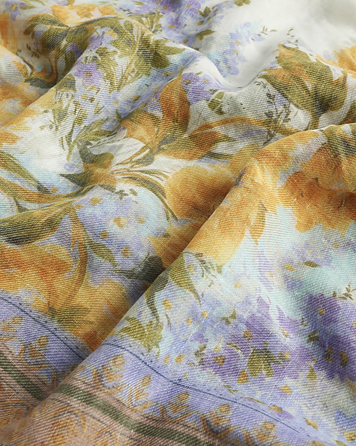 Cream Floral Printed Scarf