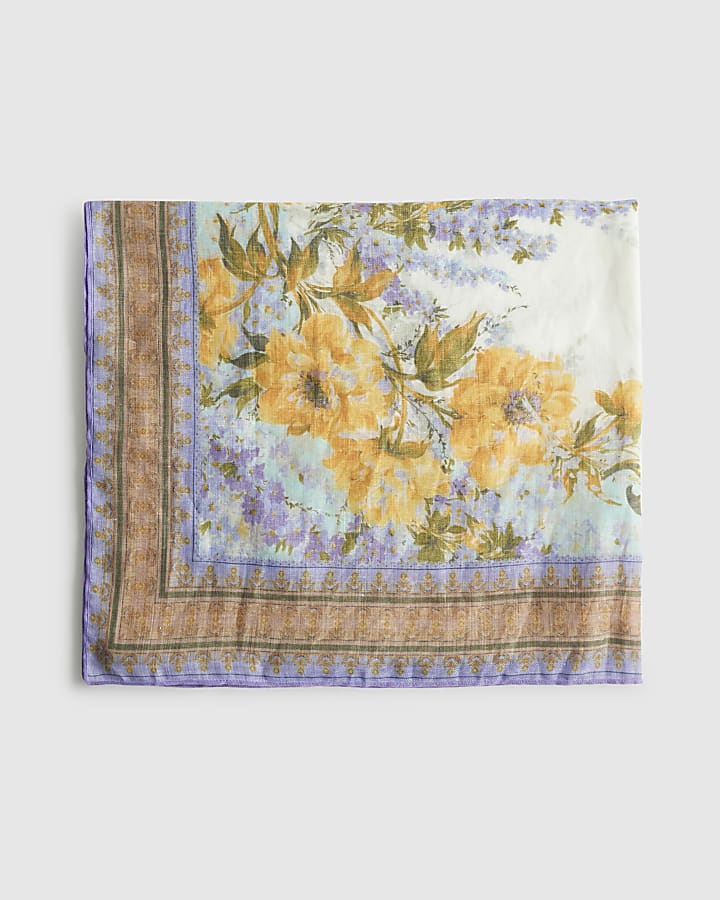 Cream Floral Printed Scarf