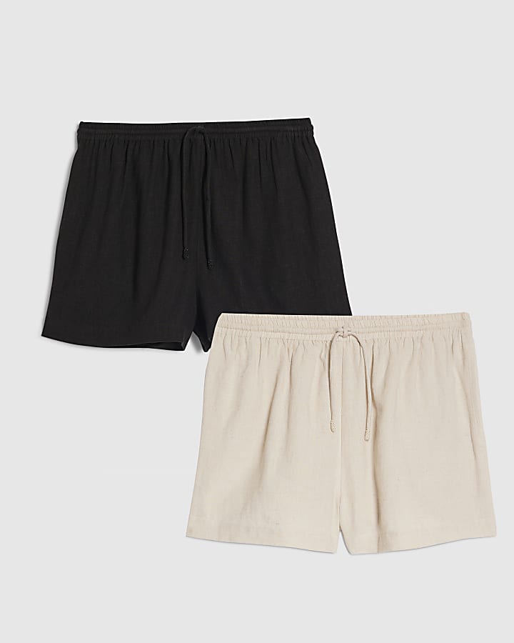 Cream Linen Blend Shorts Multi Pack