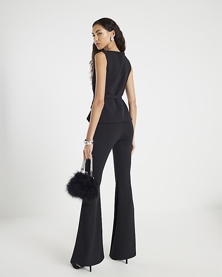 Black Diamante Button Jumpsuit