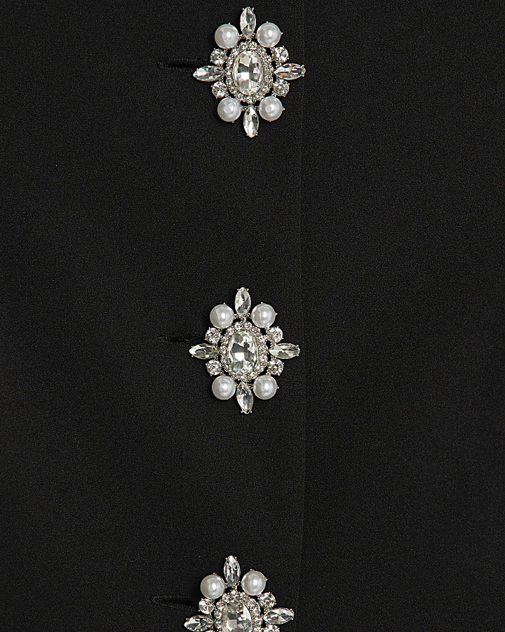 Black Diamante Button Jumpsuit