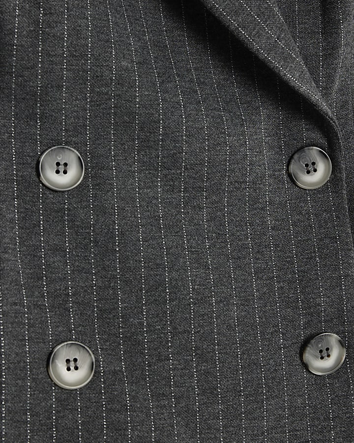 Grey Pinstripe Long Sleeve Blazer