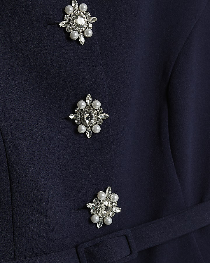 Navy Slash Neck Peplum Playsuit