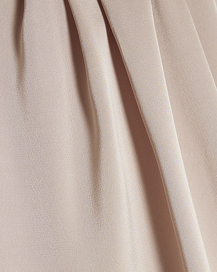 Pink Satin Pleat Front Blouse