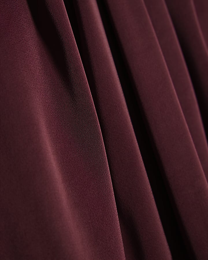 Red Satin Pleat Front Blouse