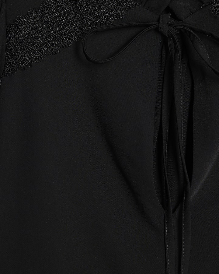 Black Lace Trim Blouse