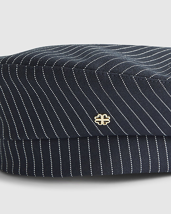 Navy Pinstripe Beret