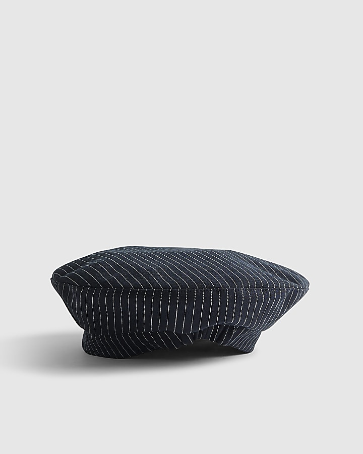 Navy Pinstripe Beret