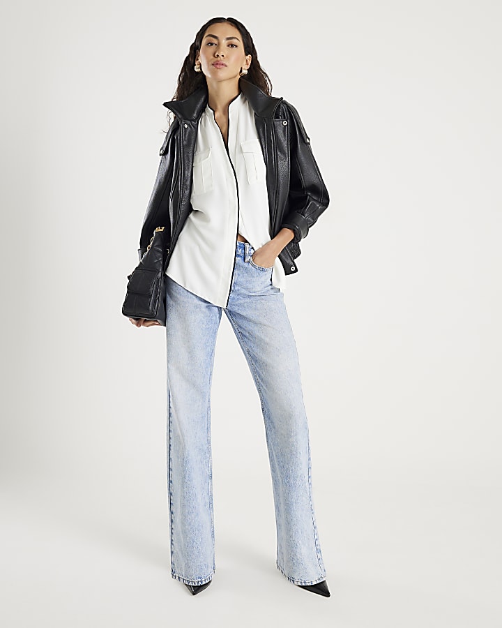 Cream Sleeveless Contrast Piping Shirt