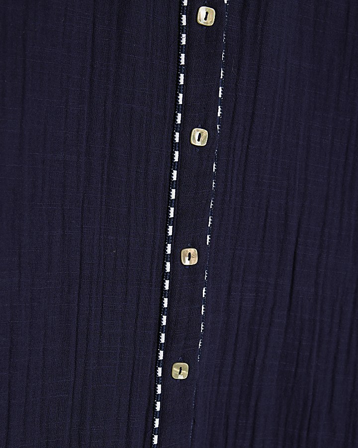 Navy Long Sleeve Beach Shirt