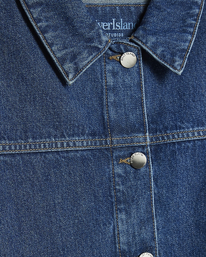 Petite Blue Button Through Denim Dress