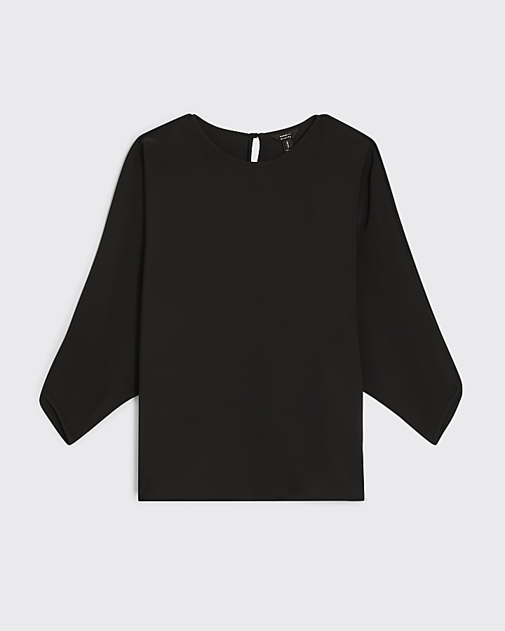 Black Long Sleeve Batwing Top