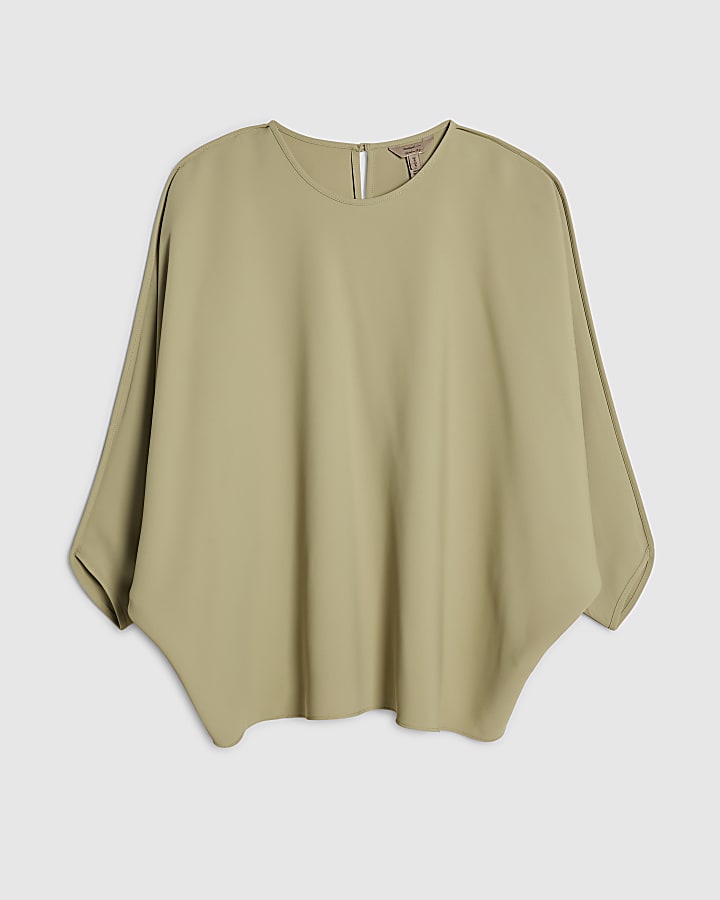 Green Long Sleeve Batwing Top