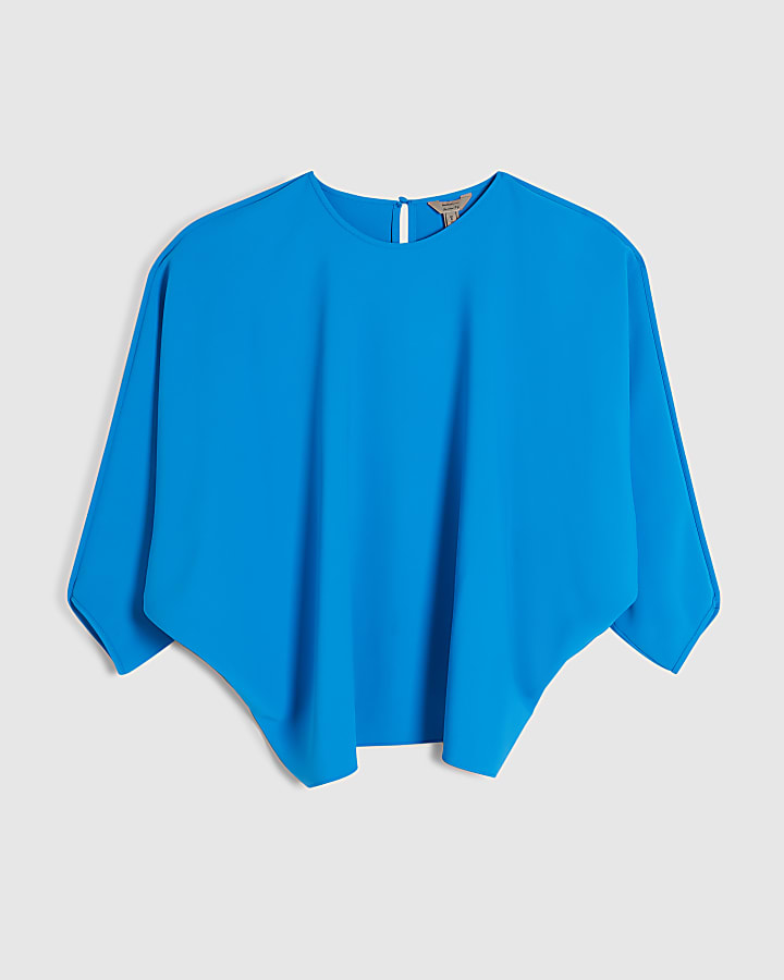 Blue Long Sleeve Batwing Top
