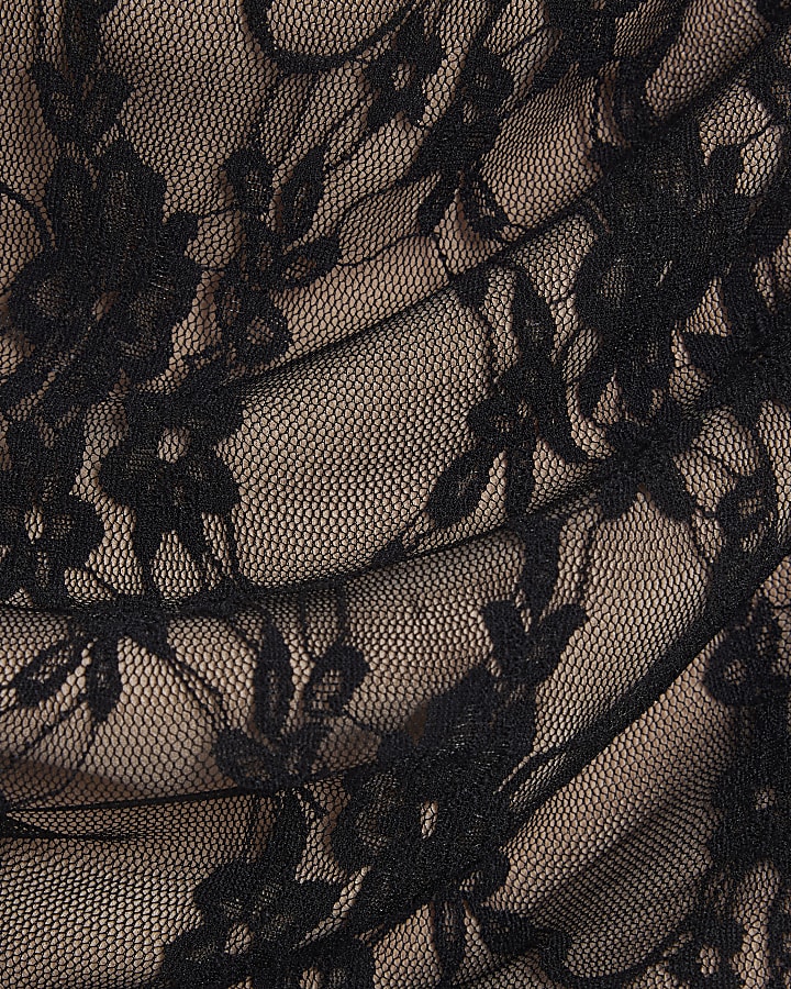 Black Lace Sleeveless Drape Top