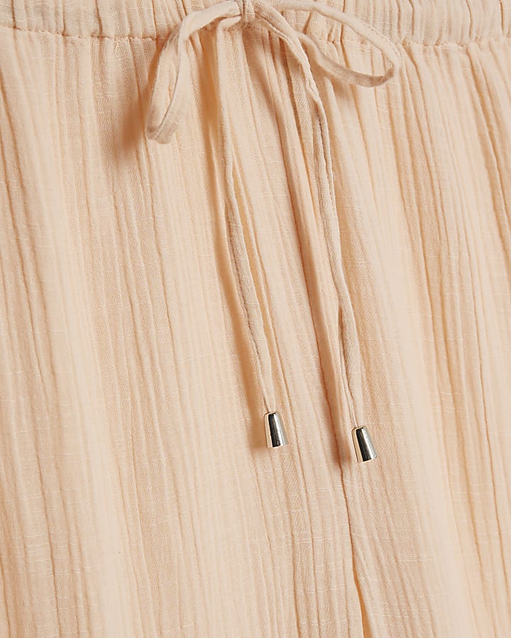 Pink Crinkle Wide Leg Trousers