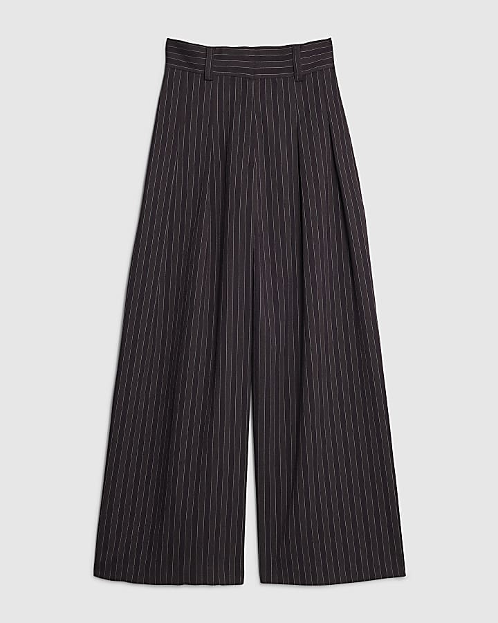 Purple Pinstripe Wide Leg Trousers