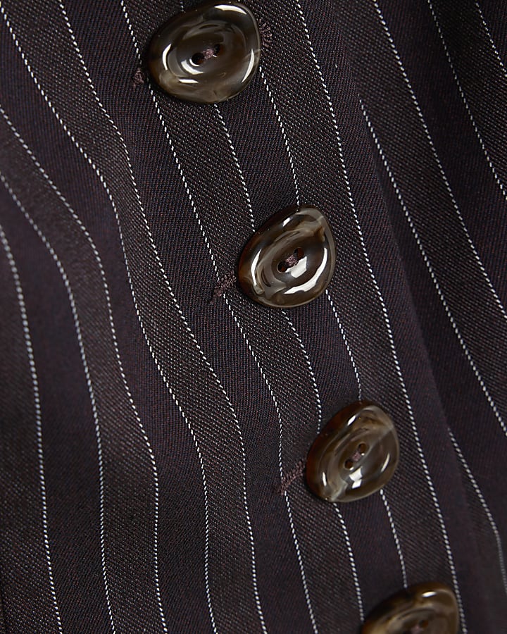 Purple Pinstripe Halter Neck Waistcoat Top