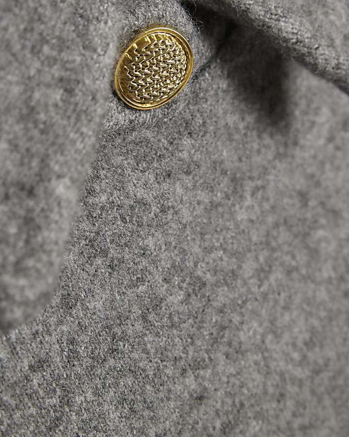 Grey Knitted Wrap Button Cape