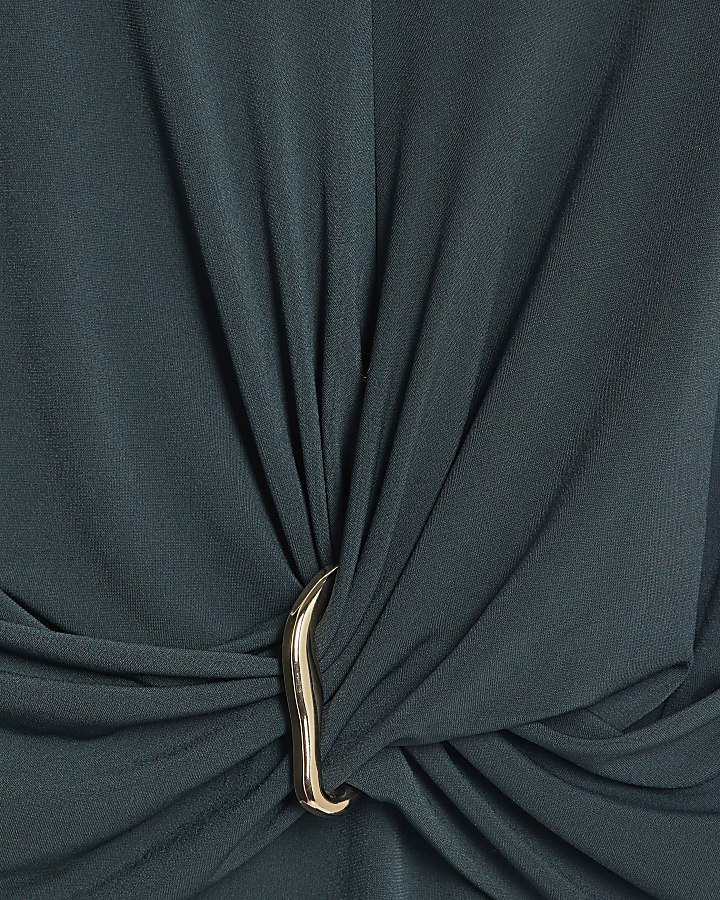 Green Long Sleeve Wrap Detail Top