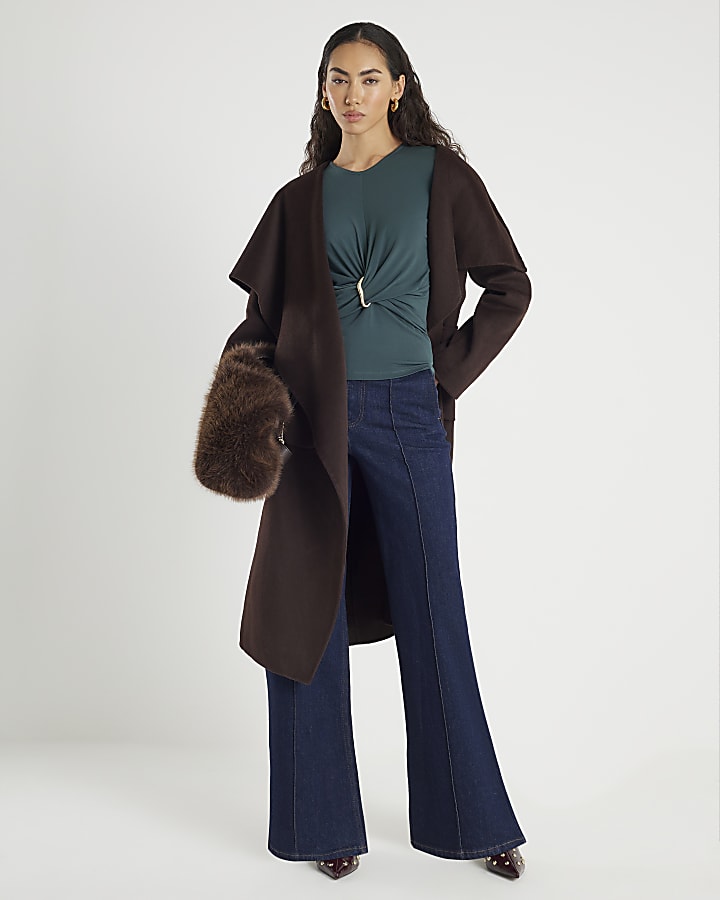 Green Long Sleeve Wrap Detail Top