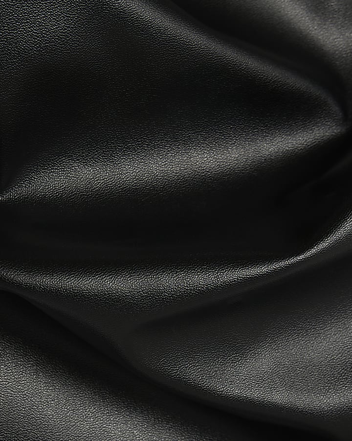 Black Faux Leather Drape Top