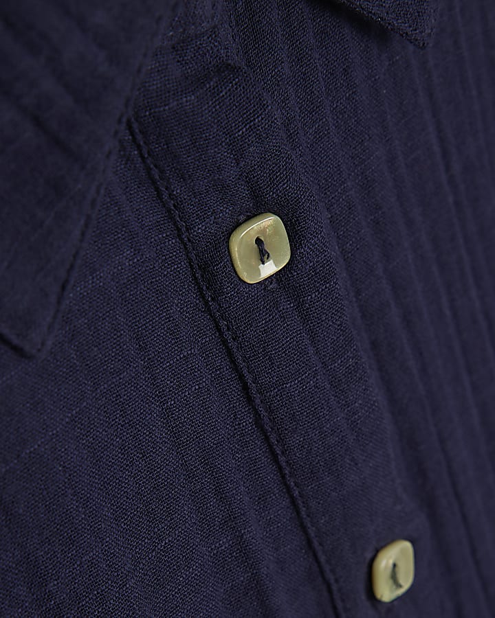 Navy Mini Belted Shirt Dress