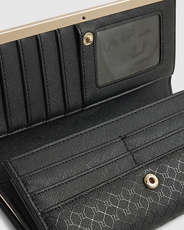 Black Panelled Monogram Clip Top Purse