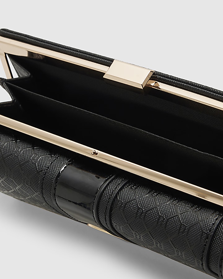 Black Panelled Monogram Clip Top Purse