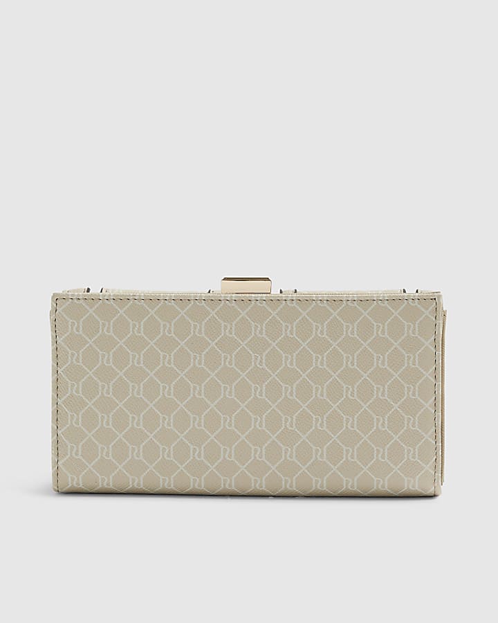 Cream Panelled Clip Top Purse