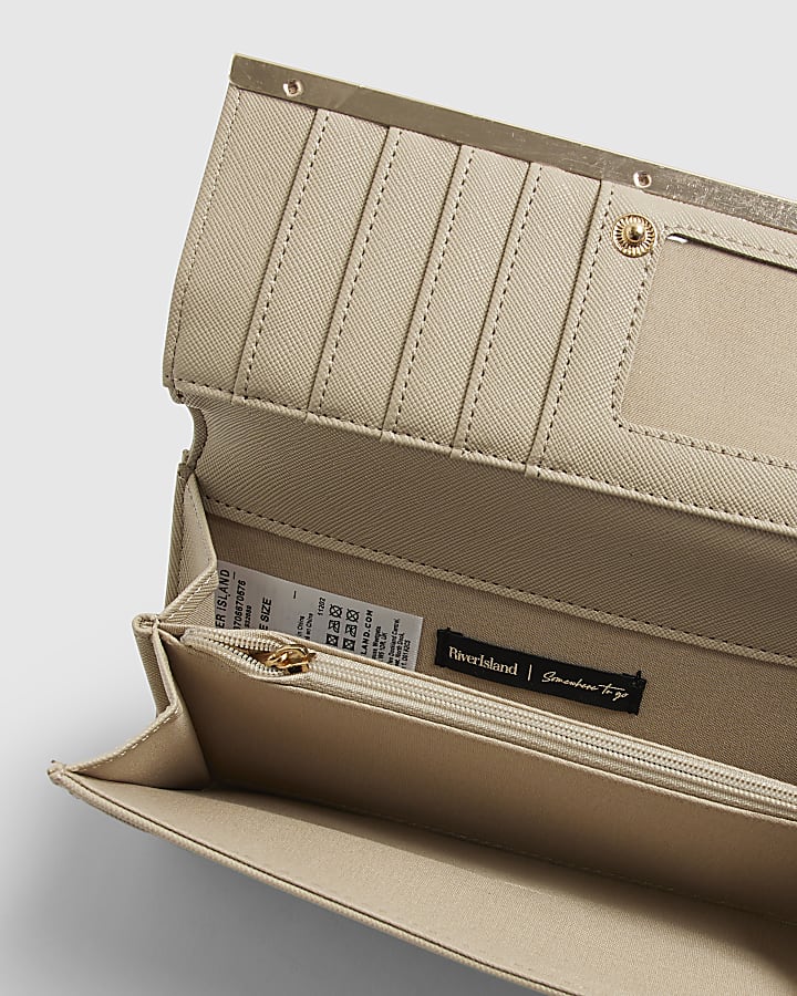 Cream Panelled Clip Top Purse