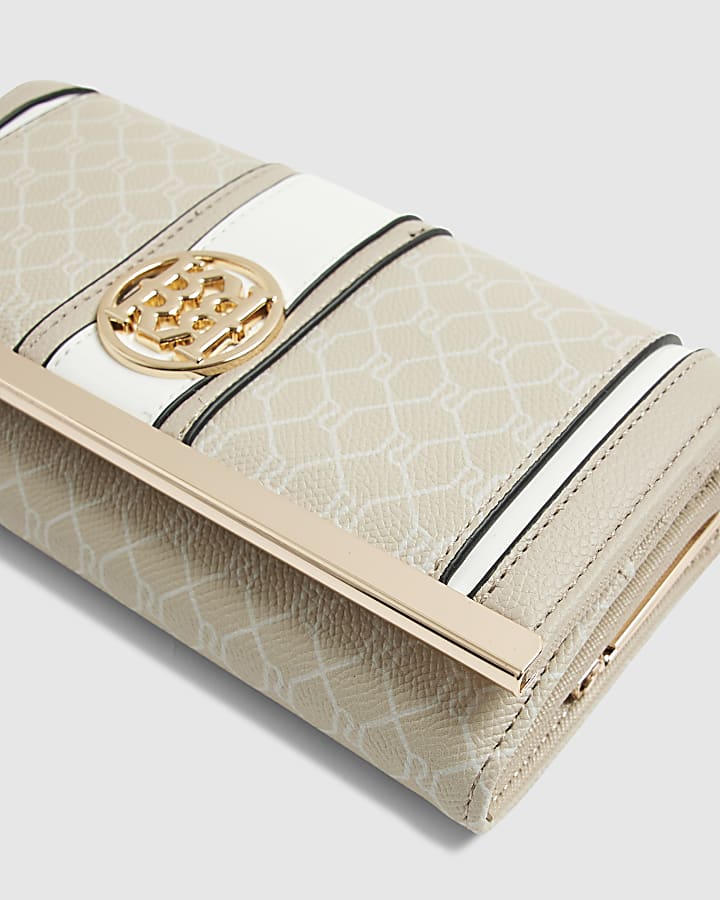 Cream Panelled Clip Top Purse