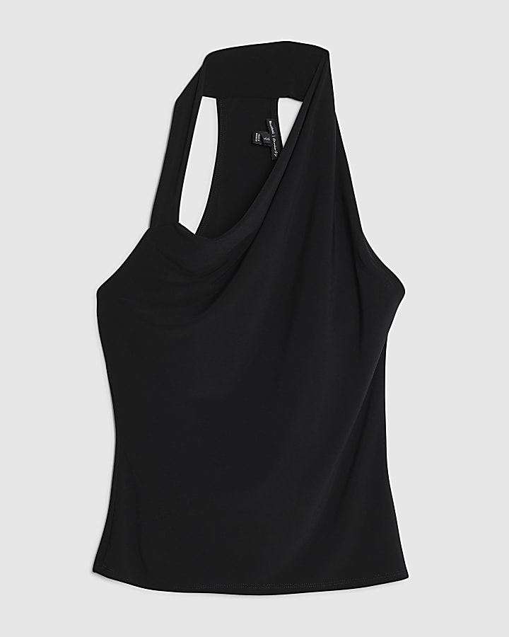 Black Sleeveless Halter Neck Top