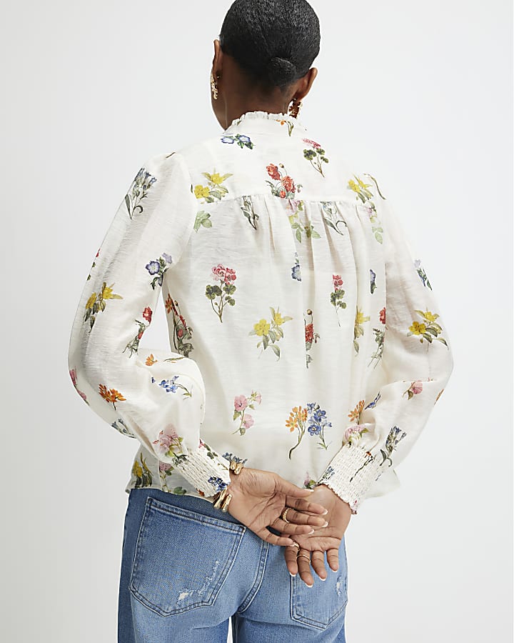 Cream Floral Blouse