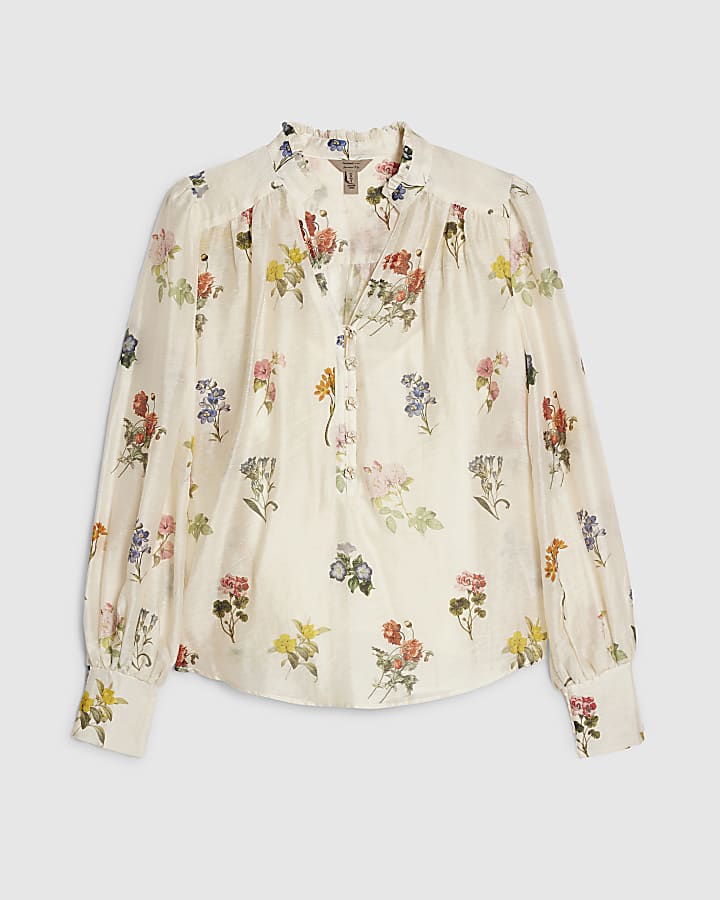 Cream Floral Blouse