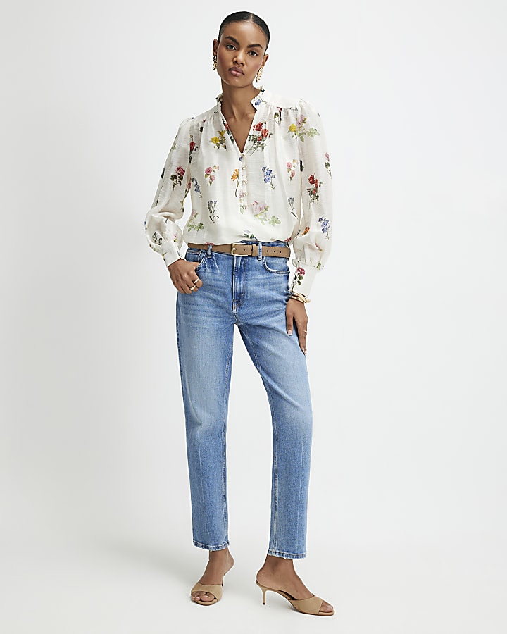 Cream Floral Blouse