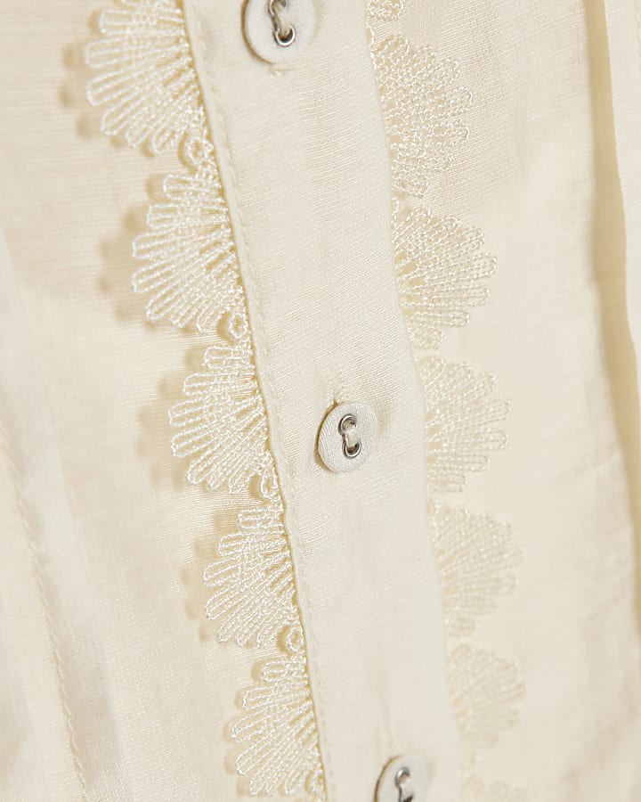 White Broderie Long Sleeve Shirt