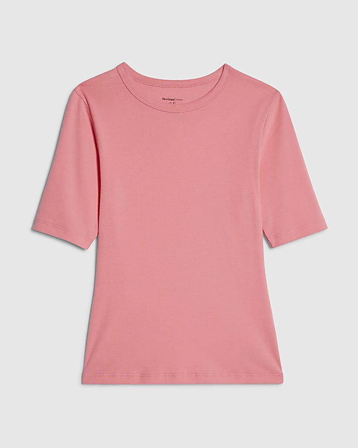 Pink Short Sleeve Fitted Top