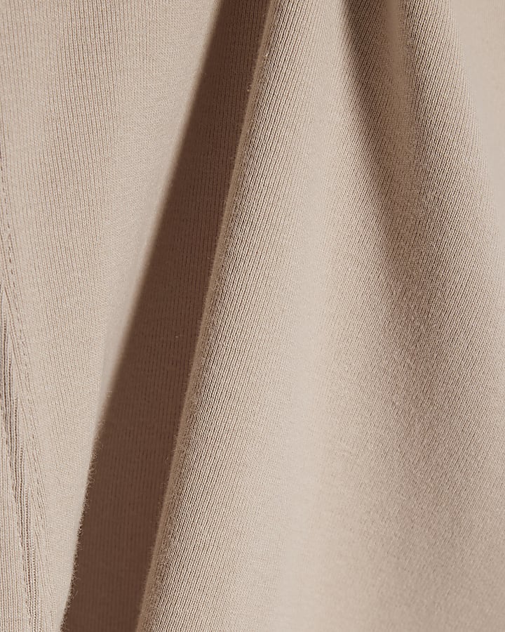 Beige Short Sleeve Fitted Top