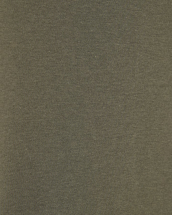 Khaki Short Sleeve Fitted Top