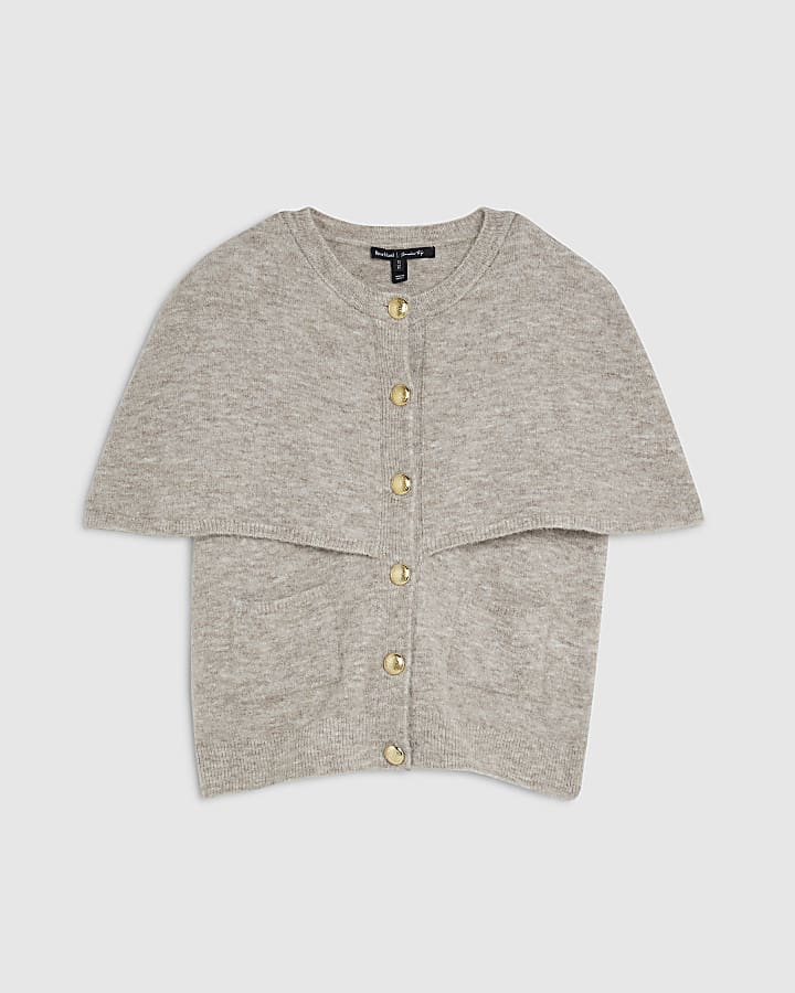 Cream Short Sleeve Cape Jumper