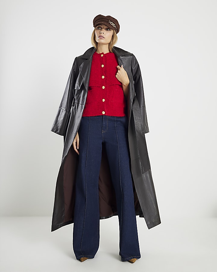 Red Knit Short Sleeve Cape Jumper