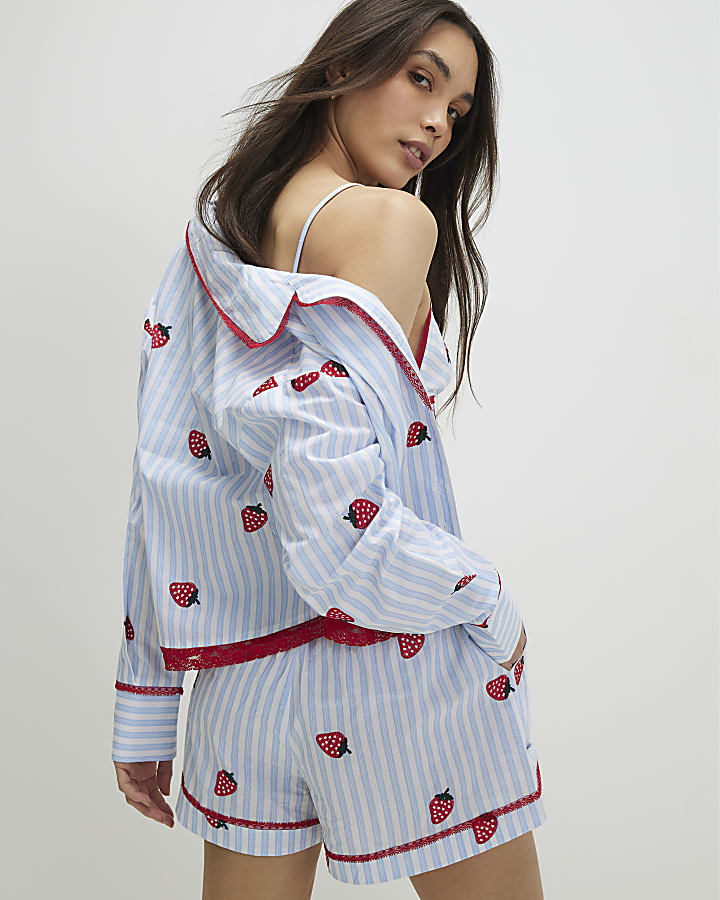 Blue Strawberry Three Piece Loungewear Set