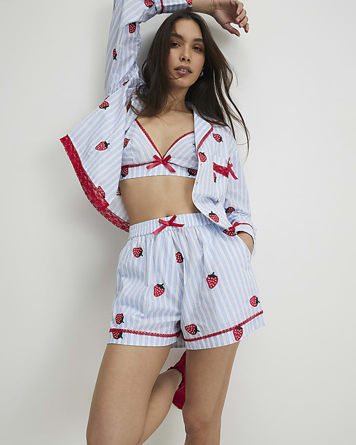 Blue Strawberry Three Piece Loungewear Set