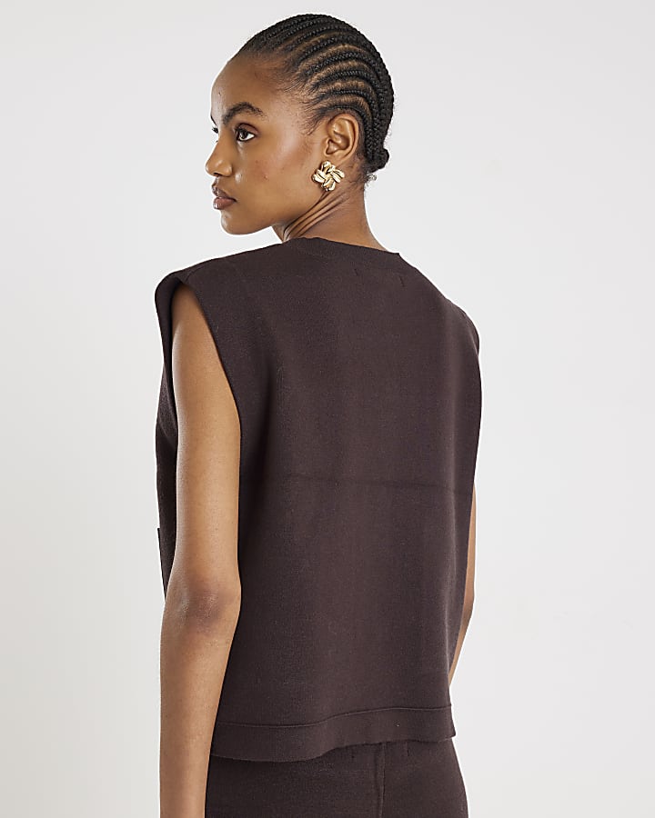 Brown Knitted Waistcoat