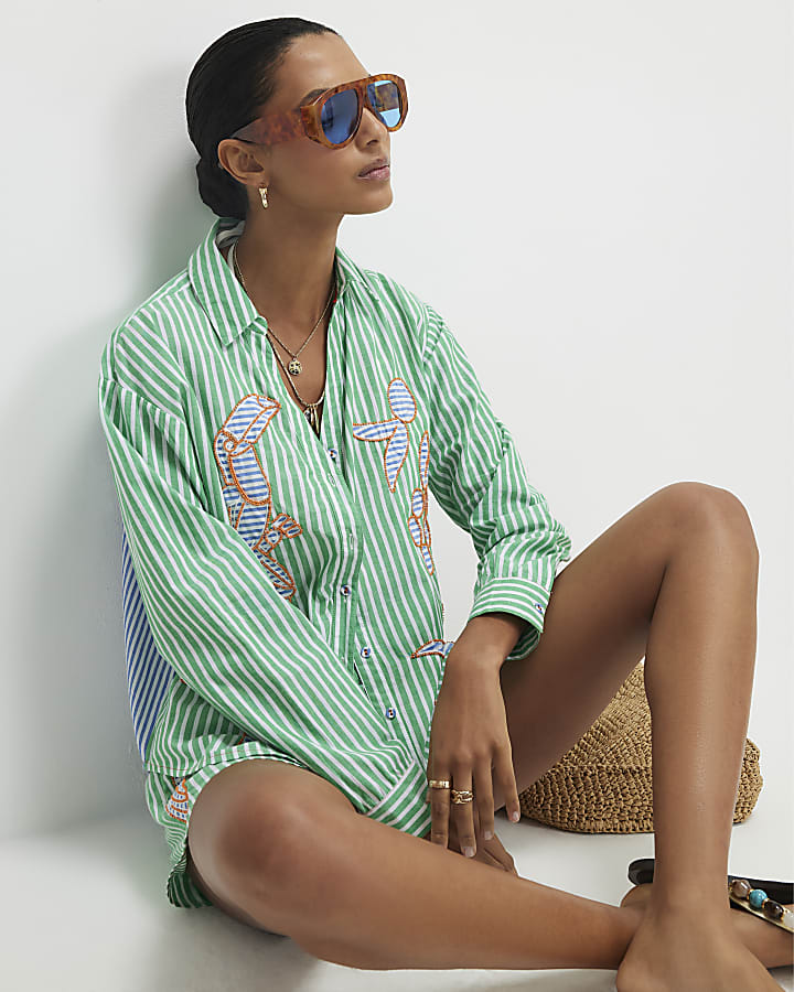 Green Striped Toucan Shirt