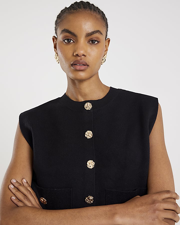 Black Knitted Waistcoat