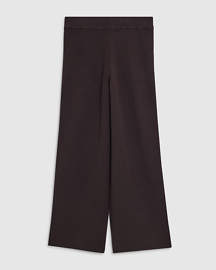 Brown Wide leg Knitted Trousers