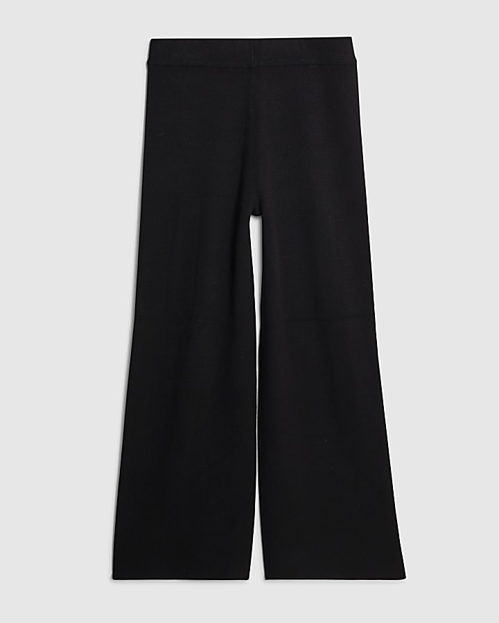 Black Wide leg Knitted Trousers